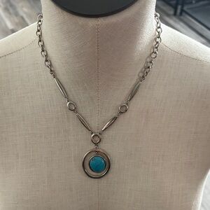Lia Sophia Silver Necklace with Turquoise Accent